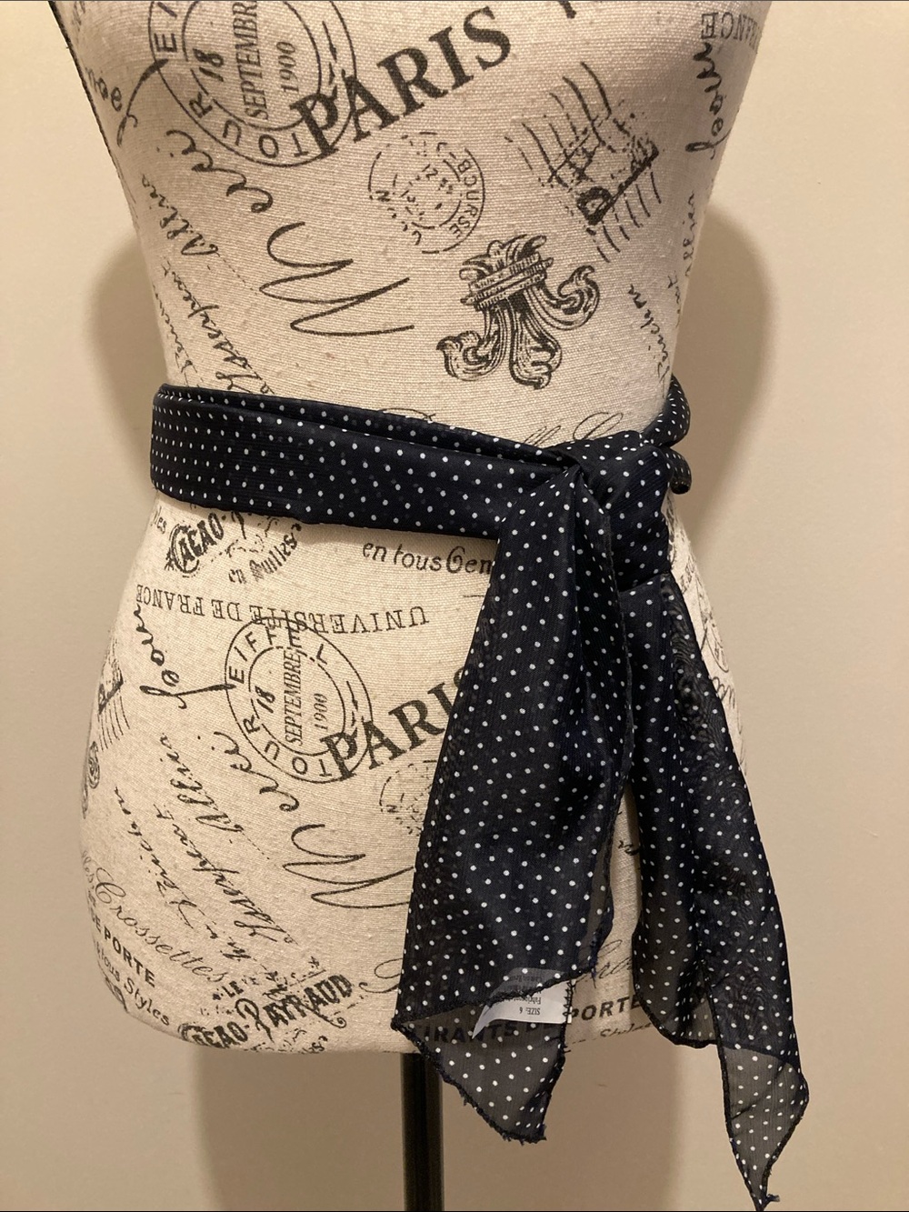 Polka Dot Navy Blue Waist Sash Belt